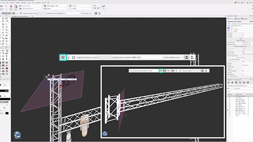 Encaixe e inserção de box truss e iluminação